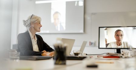 Woman on a video call in the office